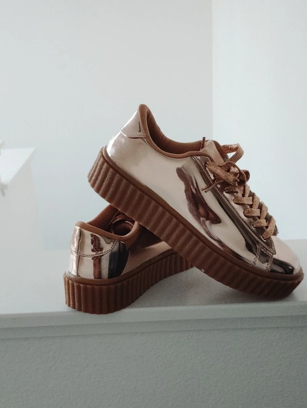 Women's Metallic Rose Platform Sneakers
